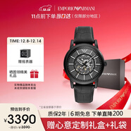 安普里奧·阿瑪尼（Emporio Armani）手表男士黑武士系列 潮酷皮帶鏤空機械表圣誕禮物送男友AR60008