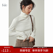 范思藍恩范思藍恩204303半高領(lǐng)打底衫女秋冬百搭修身針織上衣緊身內搭毛衣 奶白色（高領(lǐng)） XS