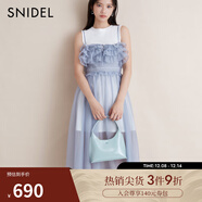 SNIDEL秋冬甜美圓領(lǐng)無(wú)袖吊帶薄紗連衣裙兩件套SWCO244056 白色 M （1）