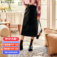 Olrain歐芮兒半身裙女春裝新款高腰顯瘦休閑時(shí)尚中長(cháng)款包臀a字裙子 咖啡色 常規 M