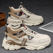 駱駝高幫男鞋2025新款秋季青少年籃球運動(dòng)跑步鞋厚底增高百搭老爹 米粽【主圖款】 41