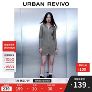 UR2025秋季新款女休閑運動(dòng)連帽抽繩拉鏈修身連衣裙UYY750124+ 花灰 M