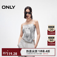 ONLY2025秋季新款牛仔印花不規則下擺設計短款吊帶女|125151008 H0Z牛仔吊帶印花灰色 L