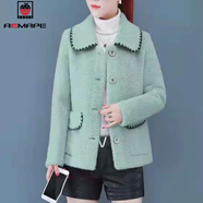 AEMAPE小香風(fēng)仿水貂絨外套女2026秋冬新款韓版時(shí)尚加絨顯瘦保暖上衣百搭 淺綠色 S 建議90-100斤