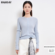 軒日（HIGH DAY）打底衫優(yōu)雅氣質(zhì)立體花肌理圓領(lǐng)長(cháng)袖針織衫女裝新款顯瘦外搭 ZZ09XBE54036淺藍 均碼