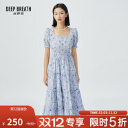 深呼吸DEEP BREATH女裝方領(lǐng)高腰泡泡短袖格紋花色A字連衣裙A500224 花色 S (2碼)