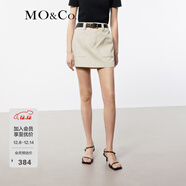 MO&Co.半身裙夏工裝風(fēng)口袋中低腰A字利落剪裁酷辣附腰帶摩安珂 米白色 XS 155