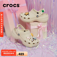 CROCS卡駱馳厚底云朵洞洞鞋|206750 骨白色-2Y2 37/38(240mm)