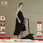 日著(zhù)設計師品牌女裝2024年秋季新款高級感慵懶真絲絲絨吊帶連衣裙 游紫 M