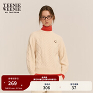 Teenie Weenie小熊絞花毛衣秋冬學(xué)院風(fēng)綿羊毛混紡針織衫 象牙白 160/S