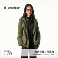 播假兩件拼接短外套女25秋冬新款連帽寬松隨性上衣DDS4PD5236 L10楸綠 S