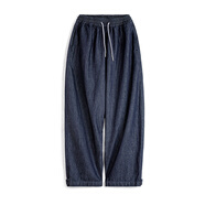 馬登 MADEN薄款冰絲香蕉軟牛仔褲氣球燈籠蘿卜褲松緊系腰彎刀褲子女士秋 藍色【2025新款冰絲牛仔褲/爆款女士寬松薄 薄款 S (80-100體重)