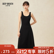 深呼吸DEEP BREATH女裝簡(jiǎn)約高腰圓領(lǐng)背心小黑裙連衣裙8500126 黑 S (2碼)