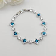 XUPING旭平首飾仿水晶時(shí)尚氣質(zhì)優(yōu)雅百搭微鑲手鏈送新年禮物 深藍