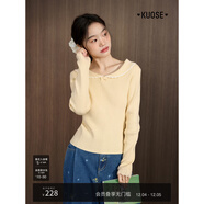 闊色黃色長(cháng)袖針織衫內搭2025秋冬季新款女裝藍色上衣毛衣打底衫 黃色 S