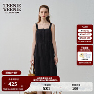 Teenie Weenie女裝夏季法式蕾絲花邊優(yōu)雅氣質(zhì)吊帶連衣裙公主裙 黑色 XS