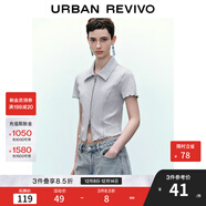 UR2025夏季新款女木耳邊分割線(xiàn)雙拉鏈短袖開(kāi)襟襯衫UYY250018 花灰 (偏短) XS