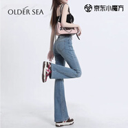 Rindu微喇牛仔褲女秋季款2025年新款百搭高腰復古顯瘦喇叭馬蹄褲子女 懷舊藍 L 推薦105-115斤