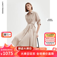 朗姿復古設計感顯瘦氣質(zhì)高級感polo領(lǐng)襯衫裙女夏季新款連衣裙 玫瑰金色 S