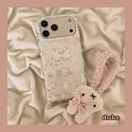 妙之選（Miaozhixuan）日韓兔子帶毛絨掛繩蘋(píng)果17promax手機殼可愛(ài)iPhone16新款15防摔14pro女款13手機套硬殼 【涂鴉白色餐具兔子帶毛絨掛繩】 iPhone 6s Plus