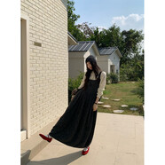 依樂(lè )琦The East Tempt 韓國淑女氣質(zhì)感收腰顯瘦毛衣吊帶連衣裙襯衫套裝 毛衣吊帶裙【S碼】 均碼