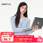 三福毛衣2025秋季綁帶V領(lǐng)蕾絲拼接下擺假兩件上衣女裝507322 粉藍 S