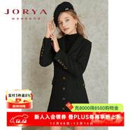 卓雅周末（JORYA weekend）2022冬季新款粗花呢吊帶收腰肌理感連衣裙兩件套EJWCDQ1 黑色 XL