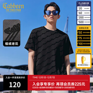卡賓（CABBEEN）【老花滿(mǎn)印】新疆長(cháng)絨棉短袖T恤男2024秋新款植絨潮流上衣 煤黑色01 M /170/48