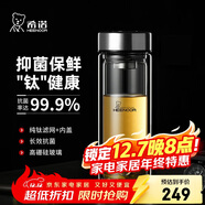希諾（heenoor）抗菌玻璃杯雙層隔熱辦公車(chē)載水杯男2025新款泡茶杯子X(jué)N-9303KT