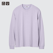 優(yōu)衣庫男裝女裝AIRism棉混紡圓領(lǐng)T恤/長(cháng)袖482293 485562 485562/70淺紫色 L