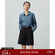 自巧小個(gè)子英倫學(xué)院風(fēng)百慕大短褲女秋冬新款高腰休閑直筒褲子 星空黑 XXS (148-151cm左右參考)