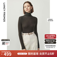 朗姿【朗姿羊毛Basic衣櫥】純羊毛法式毛針織衫冬季新款修身長(cháng)袖毛衣 深橄欖綠色 M