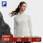 FILA 斐樂(lè )官方女裝針織長(cháng)袖上衣2025秋新款健身運動(dòng)半拉鏈簡(jiǎn)約長(cháng)T 鷺白-WT M 165/84A/M