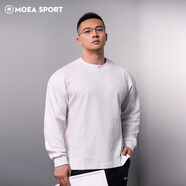 墨立方（MOEA）高級感亨利領(lǐng)秋季厚款長(cháng)袖T恤男老錢(qián)風(fēng)運動(dòng)休閑百搭針織衫 白灰色 L 175/96A/L