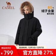 駱駝（CAMEL）戶(hù)外極寒派克工裝毛領(lǐng)情侶款羽絨服保暖加厚中長(cháng)款外套