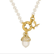 爆款吊墜水晶西太后Lucille松果土星珍珠項鏈輕奢鏈條毛衣鏈 露西爾珍珠項鏈-金