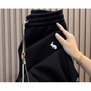 皮爾卡丹采購產(chǎn)品婦女的新冬季天鵝絨加厚運動(dòng)褲寬松的刺繡打底褲后宮褲時(shí) 黑色款小兔春季不加絨 黑色款小 3XL 碼建議140-150斤