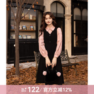 謎秀法式復古黑色燈芯絨背帶連衣裙2025春秋新款韓版赫本風(fēng)中長(cháng)裙 氣質(zhì)黑 背心裙 S