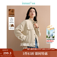 茵曼（INMAN）復古麂皮絨休閑外套2025冬季新款女裝高級寬松長(cháng)袖小個(gè)子夾克上衣 淺杏色 L