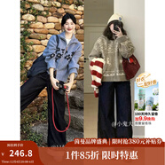 茵曼（INMAN）【加絨褲】2025冬季女裝新款萊賽爾棉原色翻邊闊腿牛仔褲寬松褲子 深牛仔藍-第二批 28