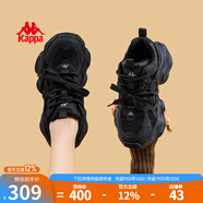KAPPA卡帕女鞋厚底運動(dòng)鞋2025冬季新款增高軟底老爹鞋透氣休閑跑鞋子女 黑色【四季款】腳胖拍大一碼 37