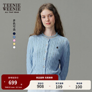 Teenie Weenie【趙露思同款】小熊女裝毛衣新款黃色針織衫空調開(kāi)衫 藍色 L