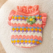 嬉皮狗（hipidog）秋冬季貓咪淑女立體小花彩條毛衣狗狗公主兩腳針織衫寵物保暖衣服 粉色小花 L(建議體重8-11斤)