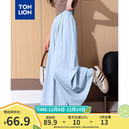 唐獅（TonLion）25春夏季新款休閑褲女裙褲闊腿長(cháng)褲薄款寬松顯瘦甜美褲子女pc 淺藍 L