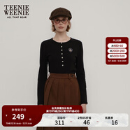 Teenie Weenie小熊秋季正肩修身長(cháng)袖T恤打底衫白色柔軟短款上衣女 黑色 XS (155)