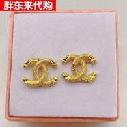 胖東來(lái)香港沙金V字母耳釘仿真假黃金韓版ins耳飾久不掉色七夕送女友 款式七