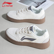 李寧板鞋男鞋子秋冬2025新款增高男士透氣休閑百搭經(jīng)典高端顏值運動(dòng)鞋 米白色/花鼠棕【元寶V3】 43 (270mm)