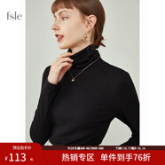 范思藍恩范思藍恩204303半高領(lǐng)打底衫女秋冬百搭修身針織上衣緊身內搭毛衣 黑色（高領(lǐng)）  S