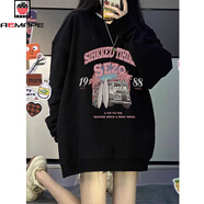 AEMAPE韓國潮牌印花金高銀同款衛衣圓領(lǐng)女秋冬2025新款女明星上衣服外套 黑色【薄款不加絨】 L 建議100-120斤