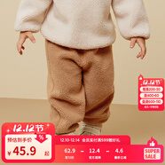 迷你巴拉男童女童仿羊羔毛休閑褲寶寶毛絨兒童長(cháng)褲【貓絨絨】 卡其50625 120